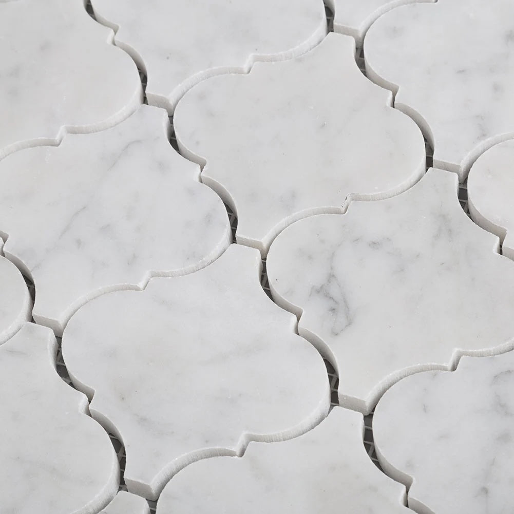 Carrara Arabesque Polished Marble Mosaic Tile Polished 75x75x10mm