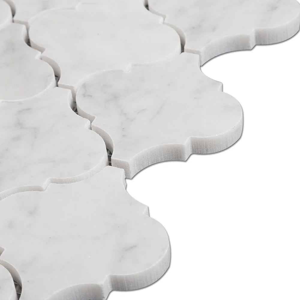 Carrara Arabesque Polished Marble Mosaic Tile Polished 75x75x10mm