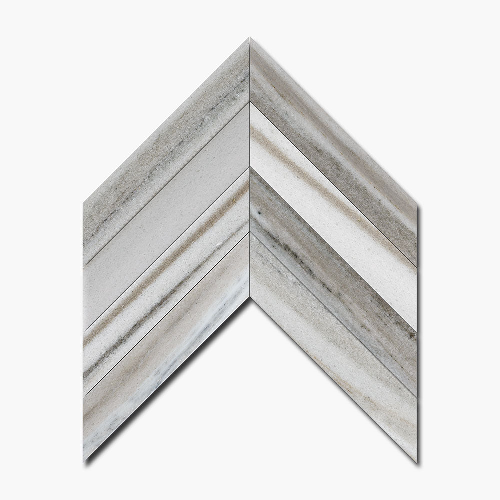 Skyline Chevron Vein Cut Marble Waterjet Decos