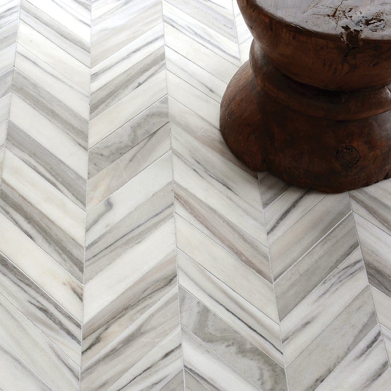 Skyline Chevron Vein Cut Marble Waterjet Decos