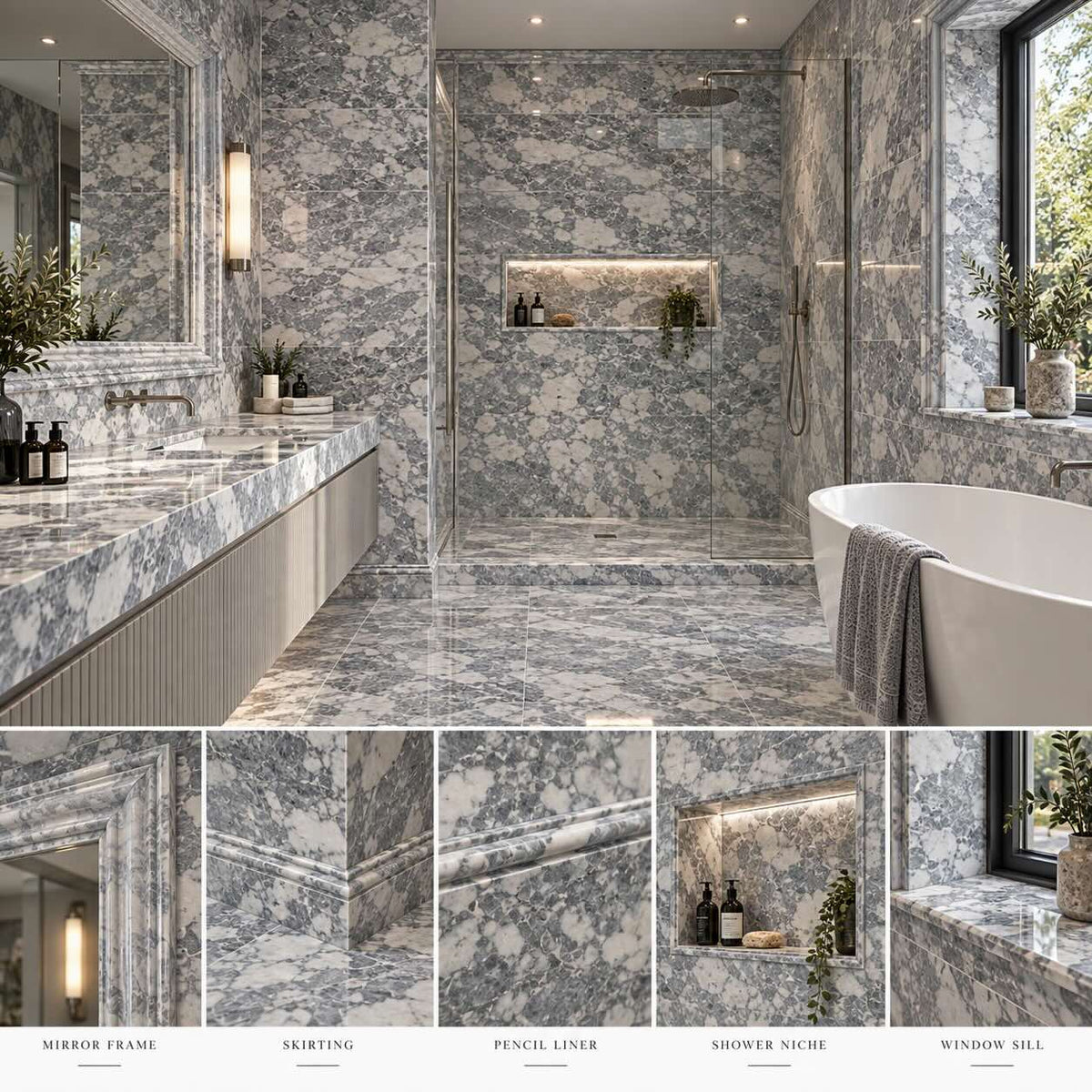 Bardiglio Arabescato Polished Marble Slab – 1710 x 3160 x 20mm