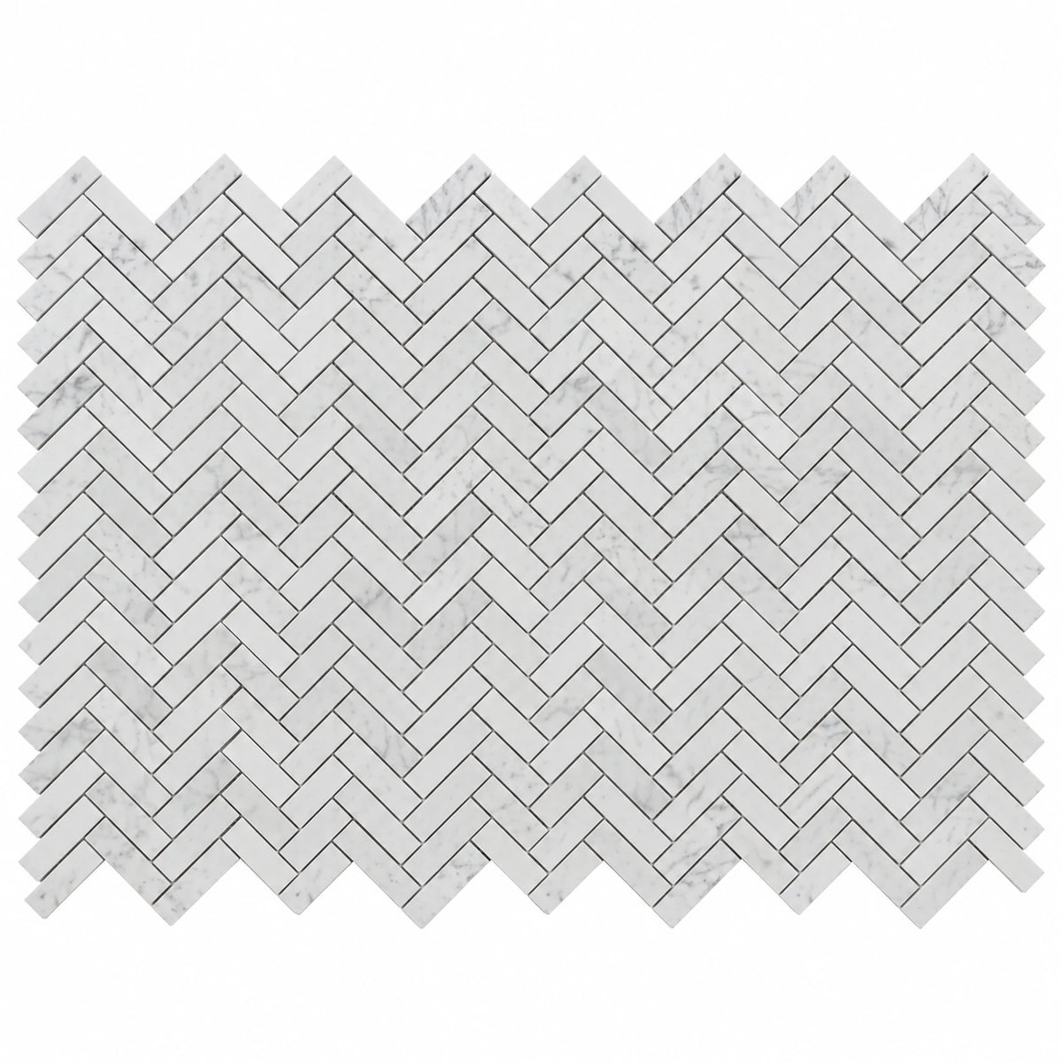 Bianco Carrara 25 × 100 mm Herringbone Marble Mosaic, Polished
