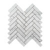 Bianco Carrara 25 × 100 mm Herringbone Marble Mosaic, Polished