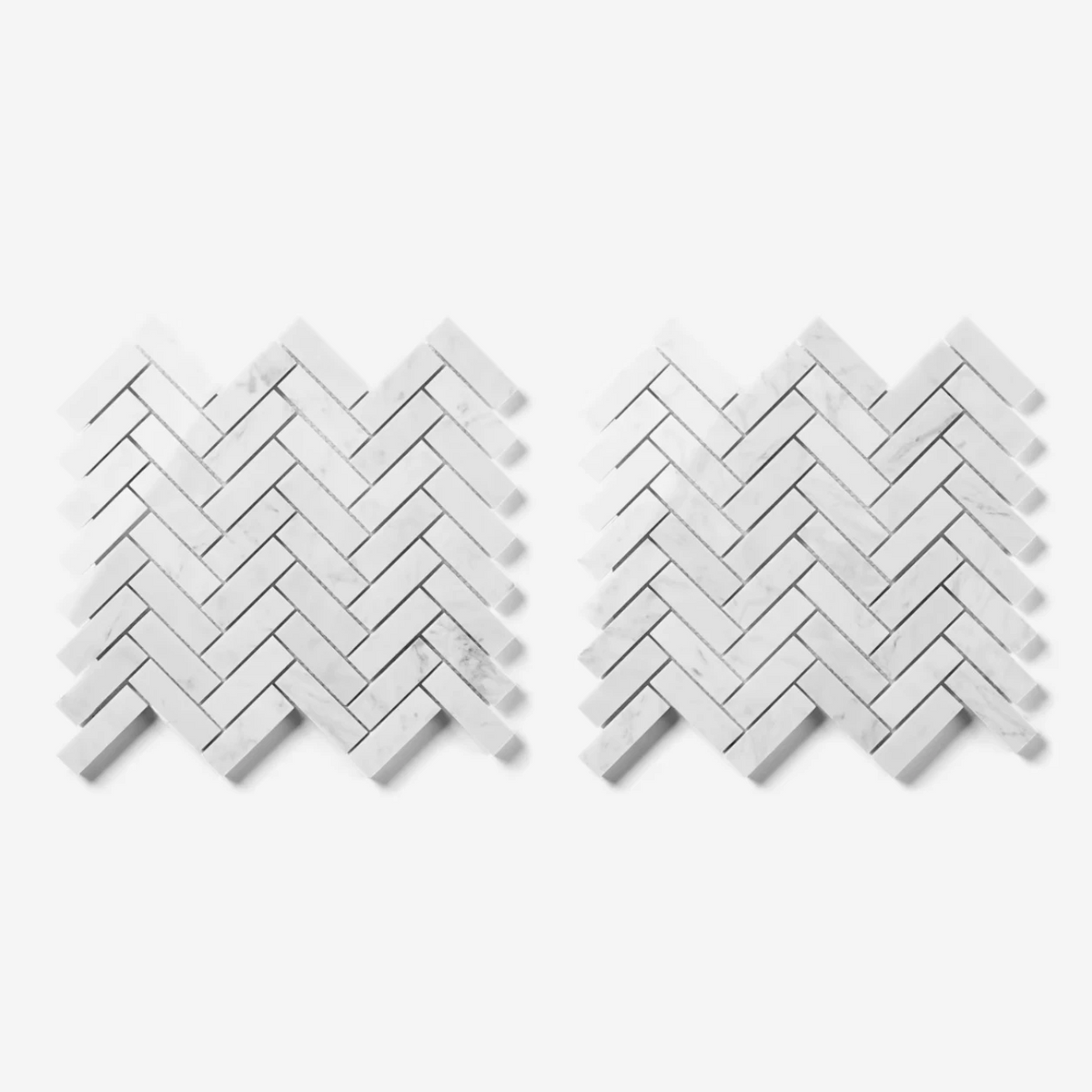 Bianco Carrara 25 × 75 mm Herringbone Marble Mosaic, Honed