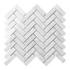 Bianco Carrara 25 × 75 mm Herringbone Marble Mosaic, Honed