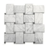 Bianco Carrara 50 × 75 mm Basketweave Marble Mosaic with Bardiglio Dots, Honed