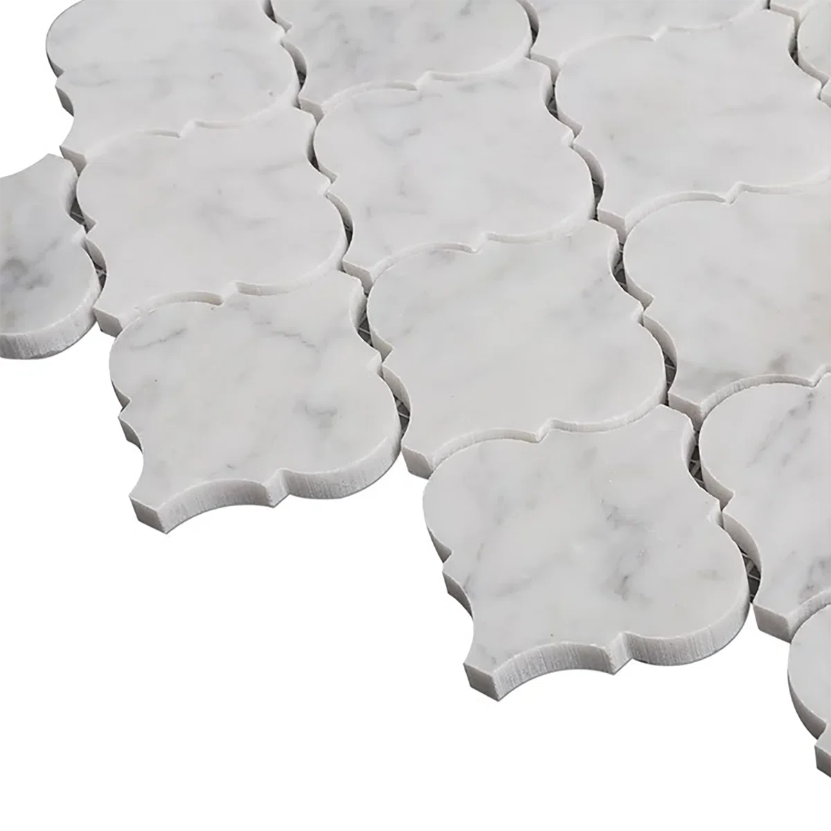 Bianco Carrara 76 × 76 mm Arabesque Marble Mosaic, Honed