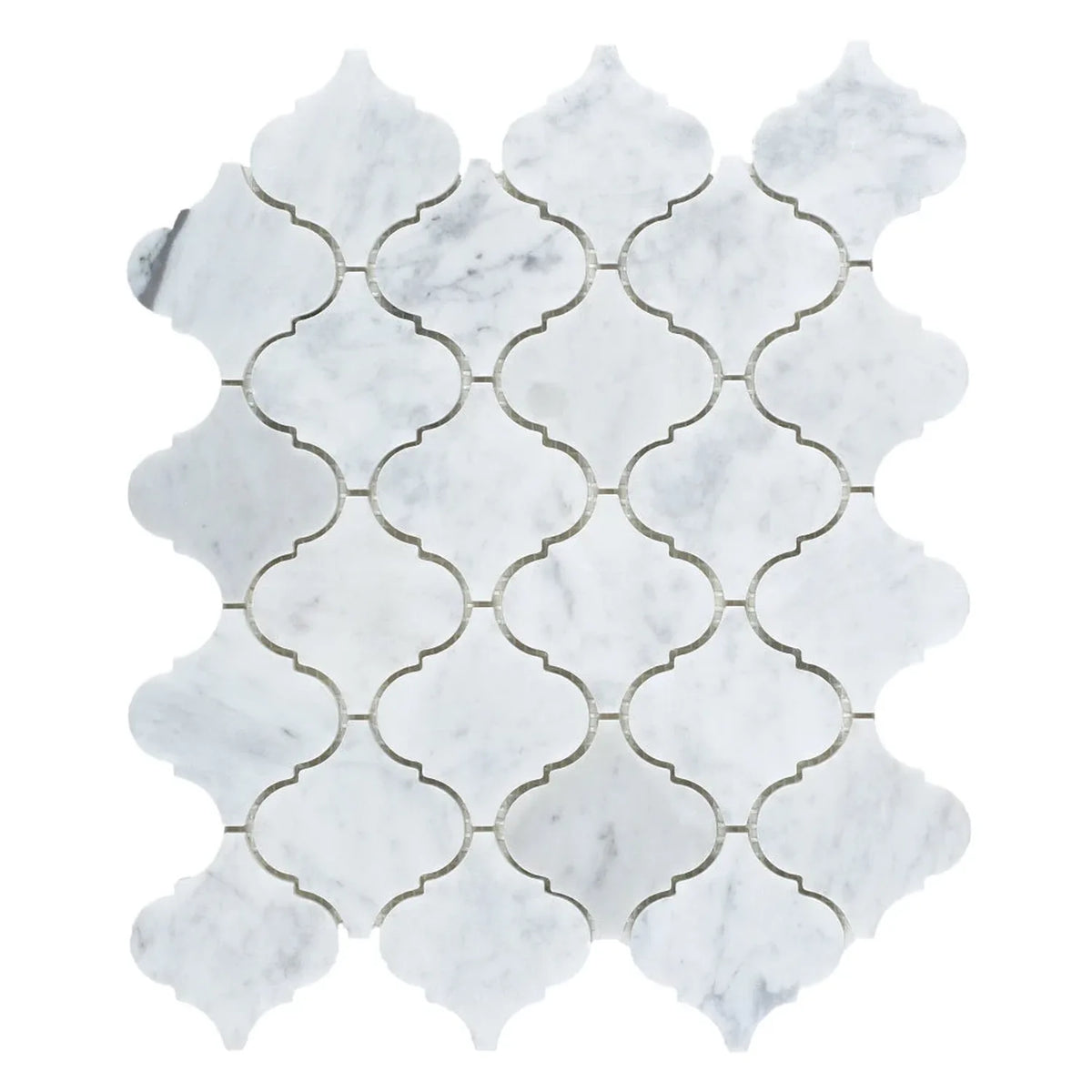 Bianco Carrara 76 × 76 mm Arabesque Marble Mosaic, Honed