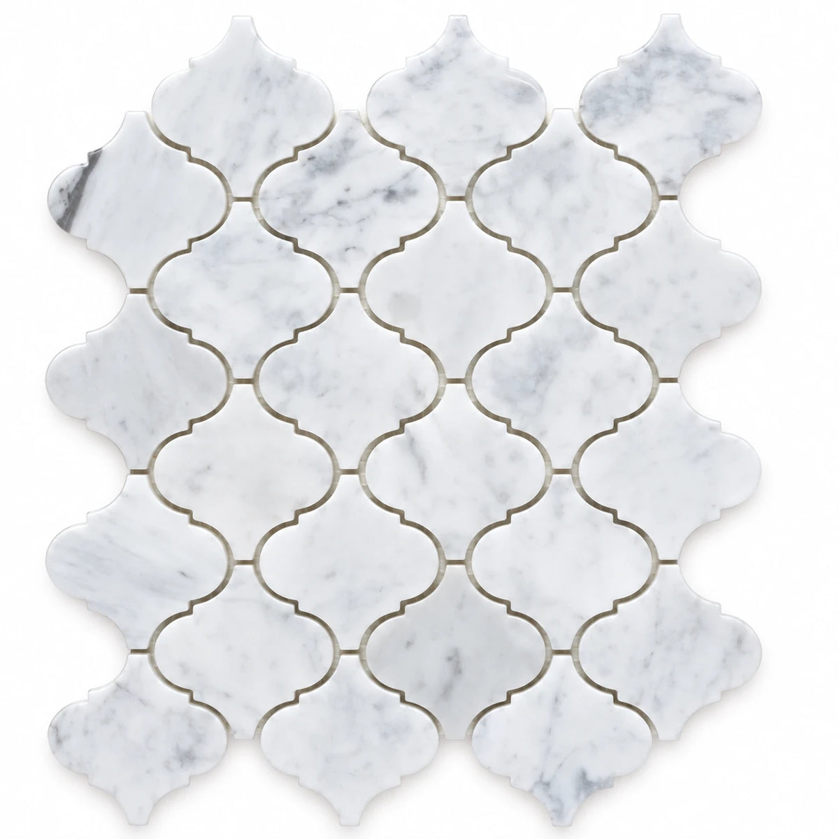 Bianco Carrara 76 × 76 mm Arabesque Marble Mosaic, Polished