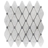Bianco Carrara Long Octagon Marble Mosaic with Bardiglio Inserts, Honed
