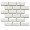 Bianco Carrara 50 × 100 mm Deep Bevel Marble Mosaic, Polished