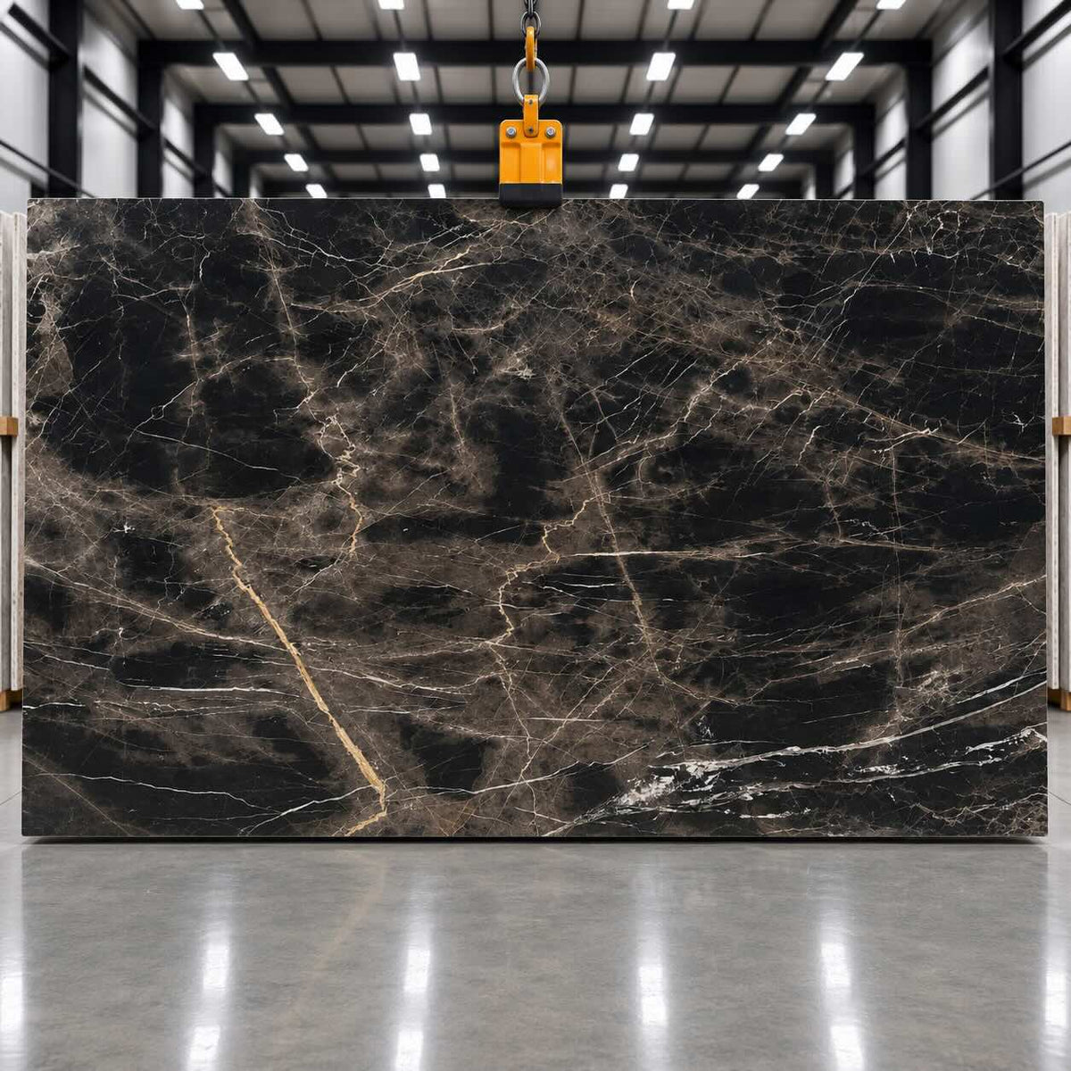 Bruno Pearl Noir Polished Marble Slab – 1700 x 3000 x 20mm