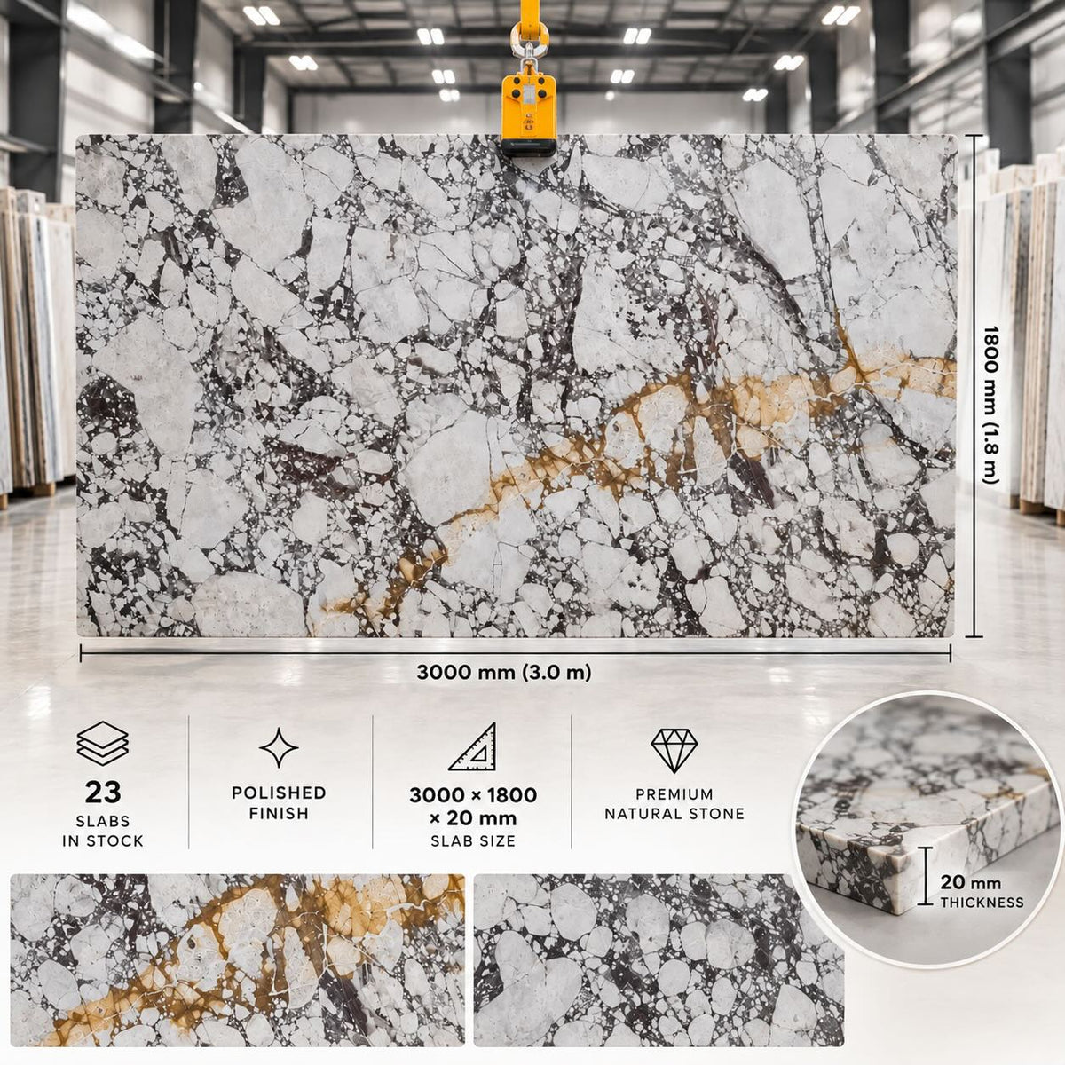 Calacatta Viola Polished Marble Slab - 1800x3000x20mm