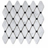 Bianco Carrara Long Octagon Marble Mosaic with Black Inserts, Polished