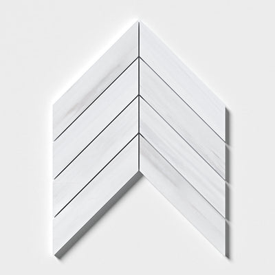 Bianco Dolomiti Chevron Polished Marble Waterjet Decos 250x330x10mm Natural Stone Tile