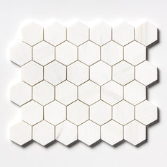 Bianco Dolomiti Honed Hexagon Marble Mosaic 48x48x10mm
