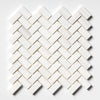 Bianco Dolomiti Polished Herringbone Marble Mosaic 25x50x10mm