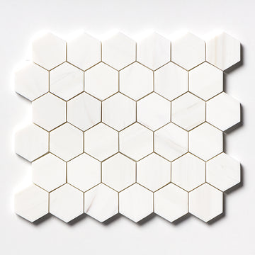 Bianco Dolomiti Polished Hexagon Marble Mosaic 48x48x10mm