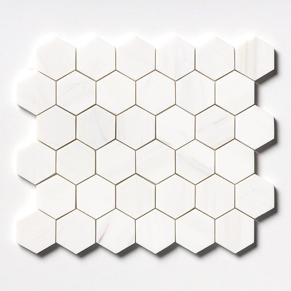 Bianco Dolomiti Polished Hexagon Marble Mosaic 48x48x10mm