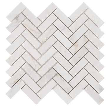 Calacatta Amber Honed Herringbone Marble Mosaic 25x75x10mm
