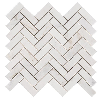 Calacatta Amber Polished Herringbone Marble Mosaic 25x75x10mm