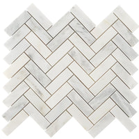 Carrara White T Honed Herringbone Marble Mosaic