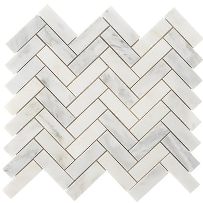 Carrara White T Honed Herringbone Marble Mosaic 25x75x10mm