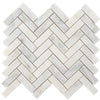 Carrara White T Polished Herringbone Marble Mosaic 25x75x10mm