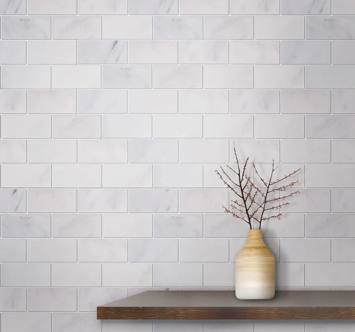 Marbre de métro poli blanc de Carrare T 50x100x10mm