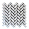 Carrara White T Polished Herringbone Marble Mosaic 25x50x10mm