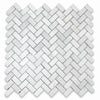 Carrara White T Tumbled Herringbone Marble Mosaic 15x32x10mm