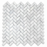 Carrara White T Honed Herringbone Marble Mosaic