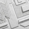 Bianco Carrara Long Octagon Marble Mosaic with Bardiglio Inserts, Honed