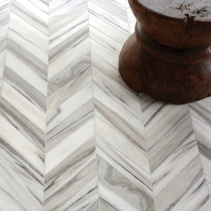 Skyline Chevron Vein Cut Marble Waterjet Decos 