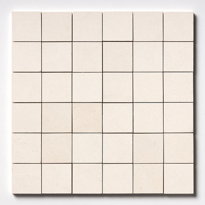 Snow White Honed Limestone Mosaic Tile 48x48x10mm